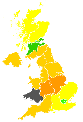 Click on a region for air pollution levels for 23/04/1990