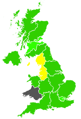 Click on a region for air pollution levels for 23/04/1991
