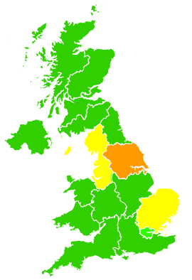 Click on a region for air pollution levels for 23/04/1993