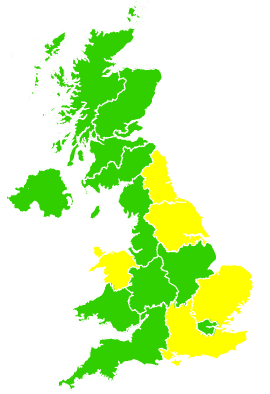 Click on a region for air pollution levels for 23/04/1994