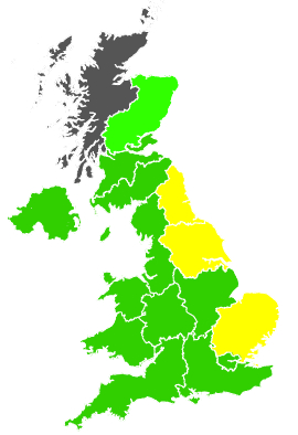 Click on a region for air pollution levels for 23/04/2000