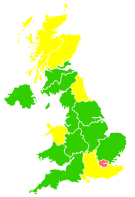 Click on a region for air pollution levels for 23/04/2001