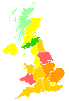 Click on a region for air pollution levels for 23/04/2003