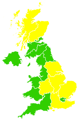 Click on a region for air pollution levels for 23/04/2004