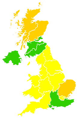Click on a region for air pollution levels for 23/04/2008