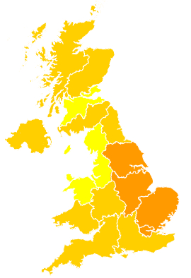 Click on a region for air pollution levels for 23/04/2011