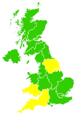 Click on a region for air pollution levels for 23/04/2023