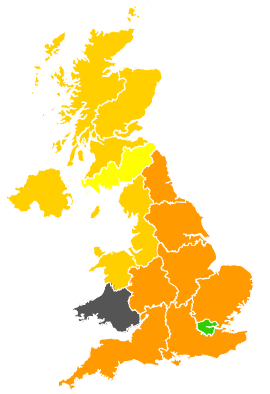 Click on a region for air pollution levels for 23/05/1989