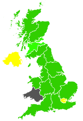 Click on a region for air pollution levels for 23/05/1991