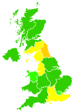 Click on a region for air pollution levels for 23/05/1994
