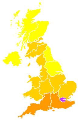 Click on a region for air pollution levels for 23/05/1995