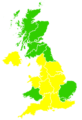 Click on a region for air pollution levels for 23/05/1998