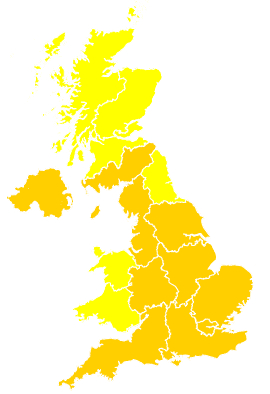 Click on a region for air pollution levels for 23/05/2008