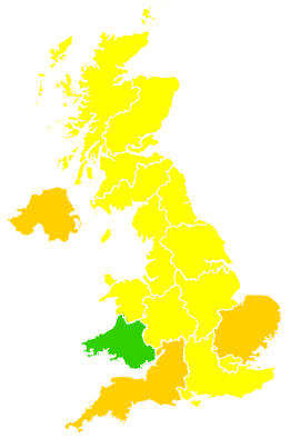 Click on a region for air pollution levels for 23/05/2010