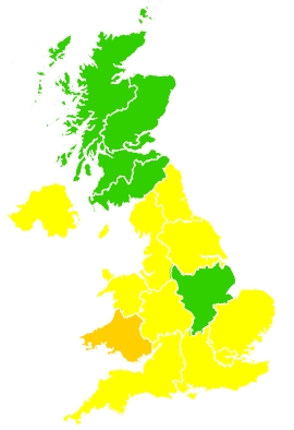Click on a region for air pollution levels for 23/05/2018