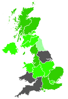 Click on a region for air pollution levels for 23/06/1987