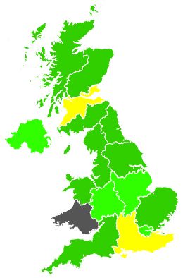 Click on a region for air pollution levels for 23/06/1988