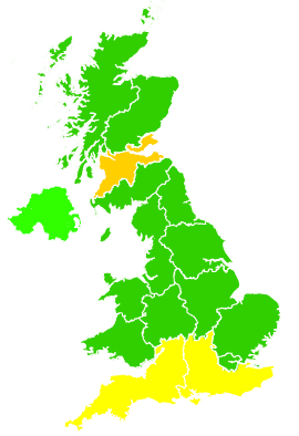 Click on a region for air pollution levels for 23/06/1996