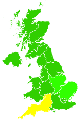 Click on a region for air pollution levels for 23/06/1997