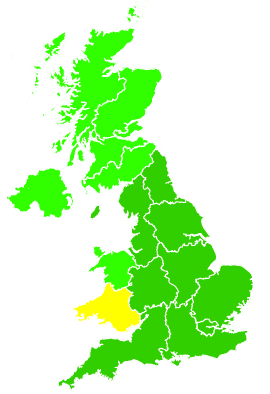 Click on a region for air pollution levels for 23/06/1998