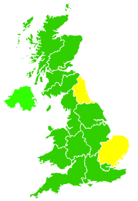 Click on a region for air pollution levels for 23/06/2007