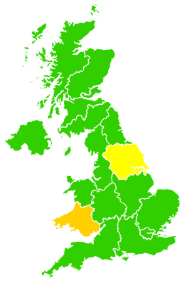 Click on a region for air pollution levels for 23/06/2008