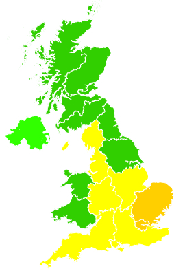 Click on a region for air pollution levels for 23/06/2010