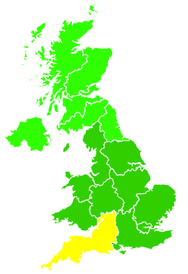 Click on a region for air pollution levels for 23/06/2014