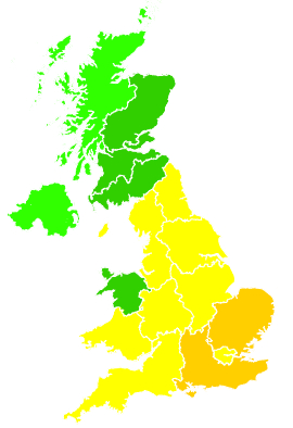 Click on a region for air pollution levels for 23/06/2022