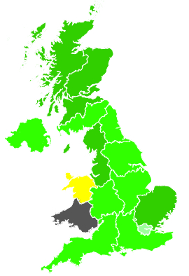 Click on a region for air pollution levels for 23/07/1987