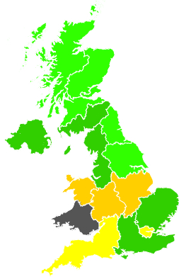 Click on a region for air pollution levels for 23/07/1990