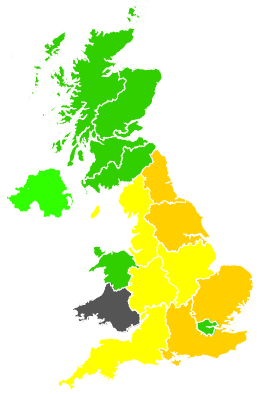 Click on a region for air pollution levels for 23/07/1991