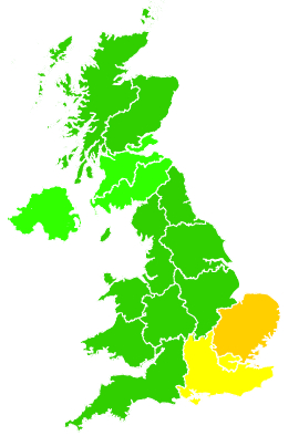 Click on a region for air pollution levels for 23/07/1995