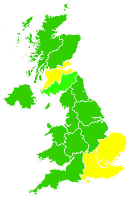 Click on a region for air pollution levels for 23/07/2004