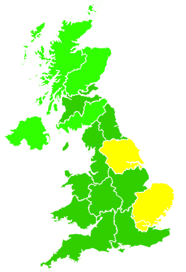 Click on a region for air pollution levels for 23/07/2005