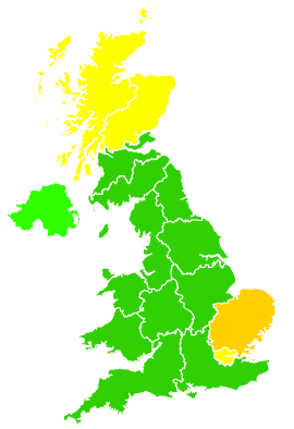 Click on a region for air pollution levels for 23/07/2006