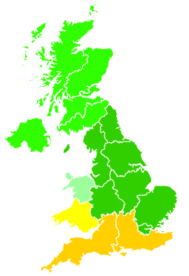 Click on a region for air pollution levels for 23/07/2008