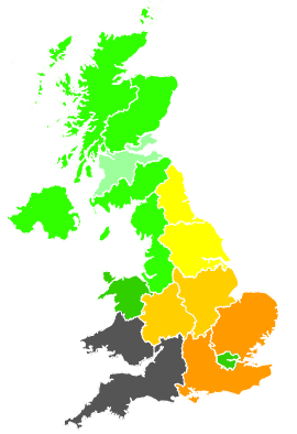 Click on a region for air pollution levels for 23/08/1990
