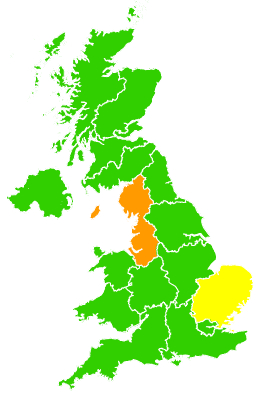 Click on a region for air pollution levels for 23/08/1994