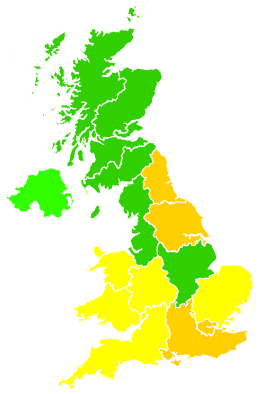 Click on a region for air pollution levels for 23/08/1995