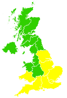 Click on a region for air pollution levels for 23/08/1999