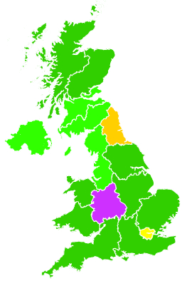 Click on a region for air pollution levels for 23/08/2005