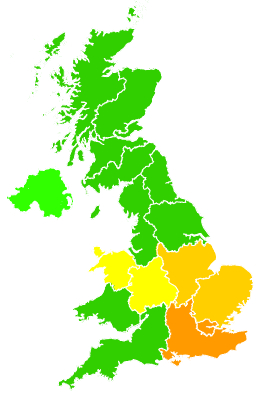 Click on a region for air pollution levels for 23/08/2013