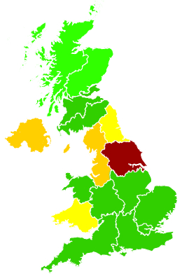 Click on a region for air pollution levels for 23/09/1994
