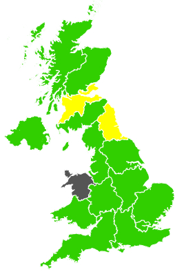 Click on a region for air pollution levels for 23/09/1997