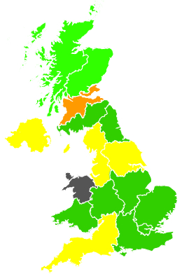 Click on a region for air pollution levels for 23/09/1998