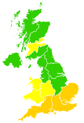 Click on a region for air pollution levels for 23/09/2005