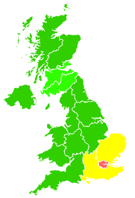 Click on a region for air pollution levels for 23/09/2014