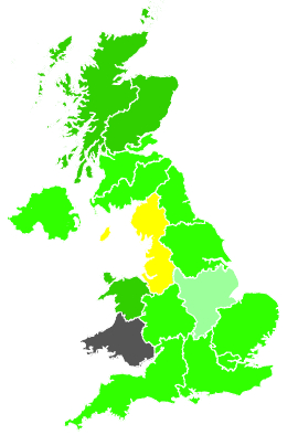 Click on a region for air pollution levels for 23/10/1987