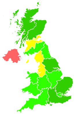 Click on a region for air pollution levels for 23/10/1993